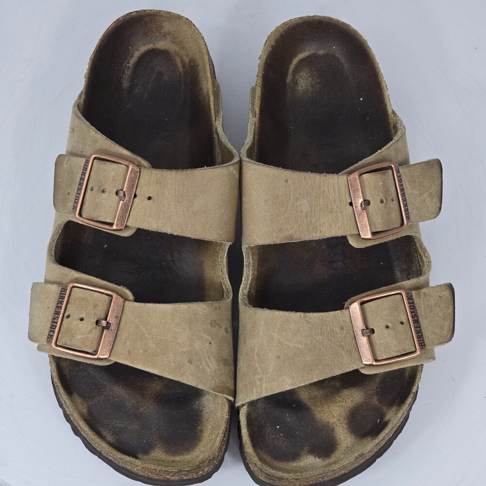 Birkenstock Arizona Women 8/39 Narrow Slides/Sandals Tan Leather Soft Footbed